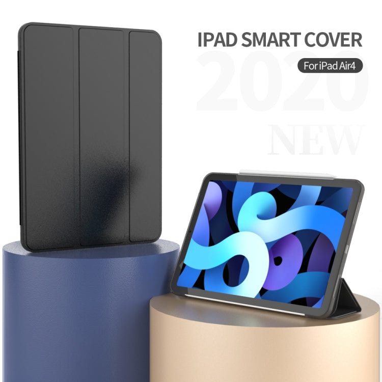 For iPad Air 11 2024 / Air 2022 10.9 Three-folding Surface Leather Matte TPU Bottom Smart Tablet Case(Dark blue) - iPad Air (2022) / (2020) 10.9 Cases by PMC Jewellery | Online Shopping South Africa | PMC Jewellery | Buy Now Pay Later Mobicred