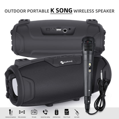 NewRixing NR3026M TWS Outdoor Portable K-song Bluetooth Speaker with Shoulder Strap & Microphone, Support TF Card / FM(Red) - Desktop Speaker by NewRixing | Online Shopping South Africa | PMC Jewellery | Buy Now Pay Later Mobicred