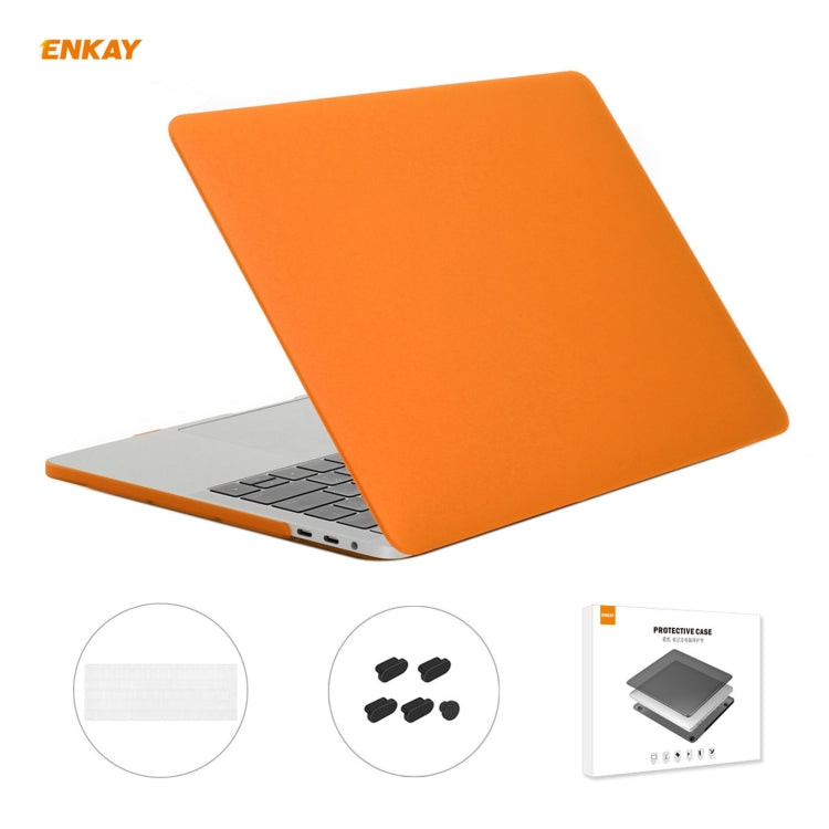ENKAY 3 in 1 Matte Laptop Protective Case + EU Version TPU Keyboard Film + Anti-dust Plugs Set for MacBook Pro 15.4 inch A1707 & A1990 (with Touch Bar)(Orange) - free shipping - PMC Jewellery - Order now!