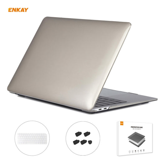 ENKAY 3 in 1 Crystal Laptop Protective Case + US Version TPU Keyboard Film + Anti-dust Plugs Set for MacBook Air 13.3 inch A1932 (2018)(Grey) - MacBook Air Cases by WIWU | Online Shopping South Africa | PMC Jewellery | Buy Now Pay Later Mobicred