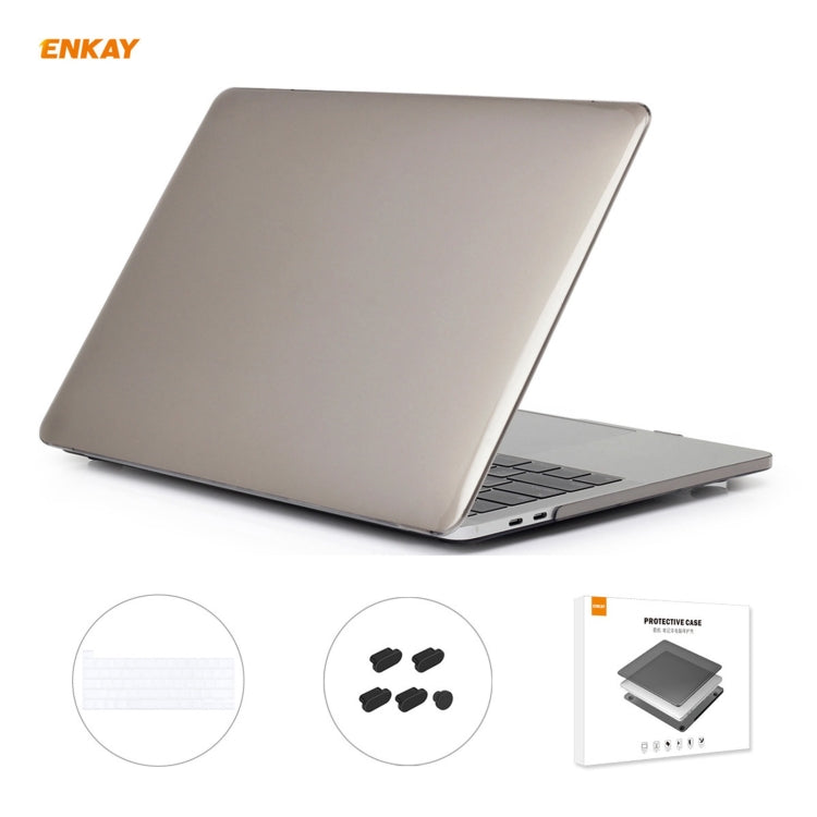 ENKAY 3 in 1 Crystal Laptop Protective Case + US Version TPU Keyboard Film + Anti-dust Plugs Set for MacBook Pro 16 inch A2141 (with Touch Bar)(Grey) - MacBook Pro Cases by ENKAY | Online Shopping South Africa | PMC Jewellery | Buy Now Pay Later Mobicred