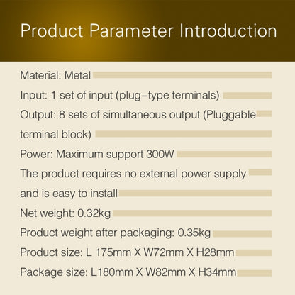 1 In 8 Out Amplifier And Sound Speaker Distributor, 8-Area Sound Source, Signal Distribution Panel, Audio Input, 300W Per Channel -  by PMC Jewellery | Online Shopping South Africa | PMC Jewellery | Buy Now Pay Later Mobicred