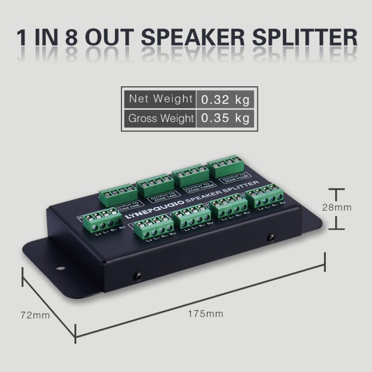 1 In 8 Out Amplifier And Sound Speaker Distributor, 8-Area Sound Source, Signal Distribution Panel, Audio Input, 300W Per Channel -  by PMC Jewellery | Online Shopping South Africa | PMC Jewellery | Buy Now Pay Later Mobicred