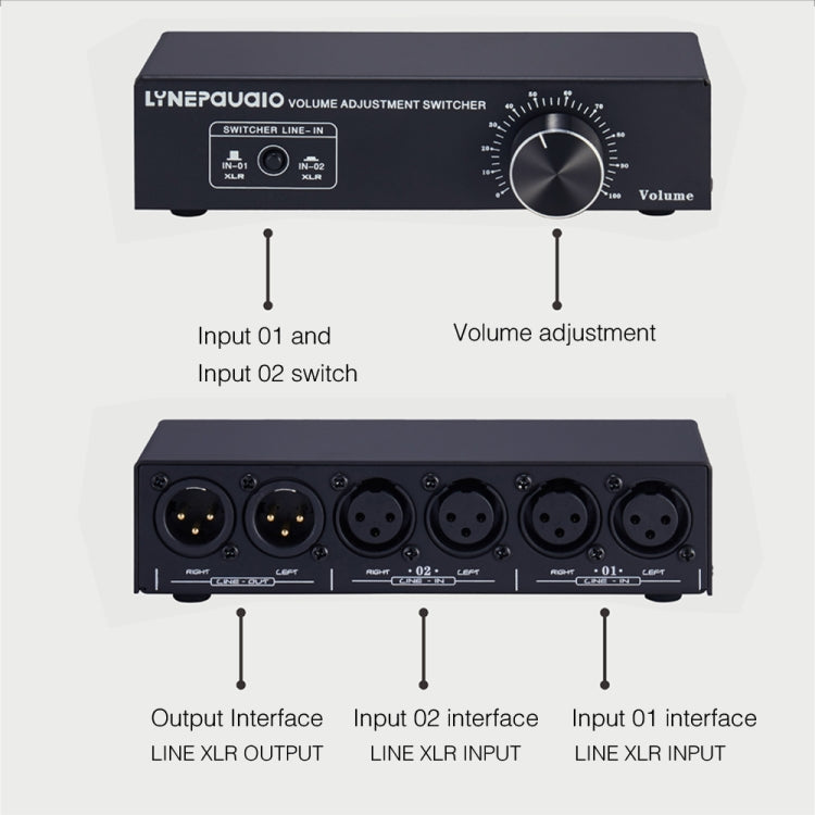 2-In 1-Out XLR Switcher Fully Balanced Passive Pre-Active Speaker Lossless Volume Control Switcher -  by PMC Jewellery | Online Shopping South Africa | PMC Jewellery | Buy Now Pay Later Mobicred