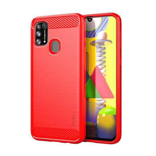 For Samsung Galaxy M31/ F41/ M21s/ M31 Prime MOFI Gentleness Series Brushed Texture Carbon Fiber Soft TPU Case(Red) - Galaxy Phone Cases by MOFI | Online Shopping South Africa | PMC Jewellery