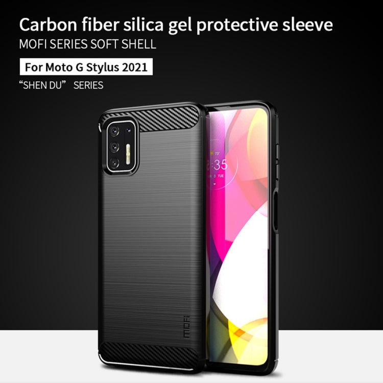 For Motorola Moto G Stylus 2021 MOFI Gentleness Series Brushed Texture Carbon Fiber Soft TPU Case(Black) - Motorola Cases by MOFI | Online Shopping South Africa | PMC Jewellery