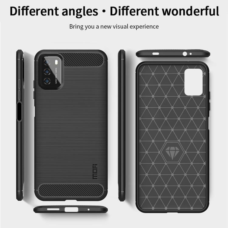 For Xiaomi Poco M3 / Redmi 9T MOFI Gentleness Series Brushed Texture Carbon Fiber Soft TPU Case(Black) - Xiaomi Cases by MOFI | Online Shopping South Africa | PMC Jewellery