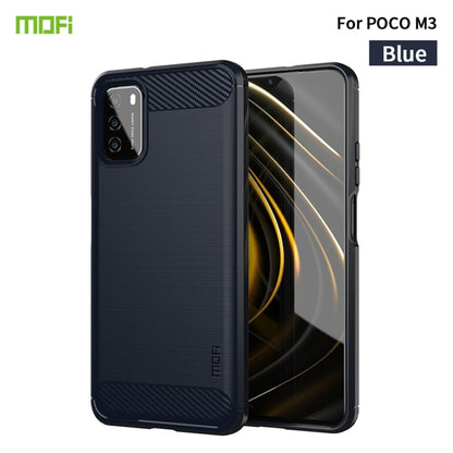 For Xiaomi Poco M3 / Redmi 9T MOFI Gentleness Series Brushed Texture Carbon Fiber Soft TPU Case(Blue) - Xiaomi Cases by MOFI | Online Shopping South Africa | PMC Jewellery