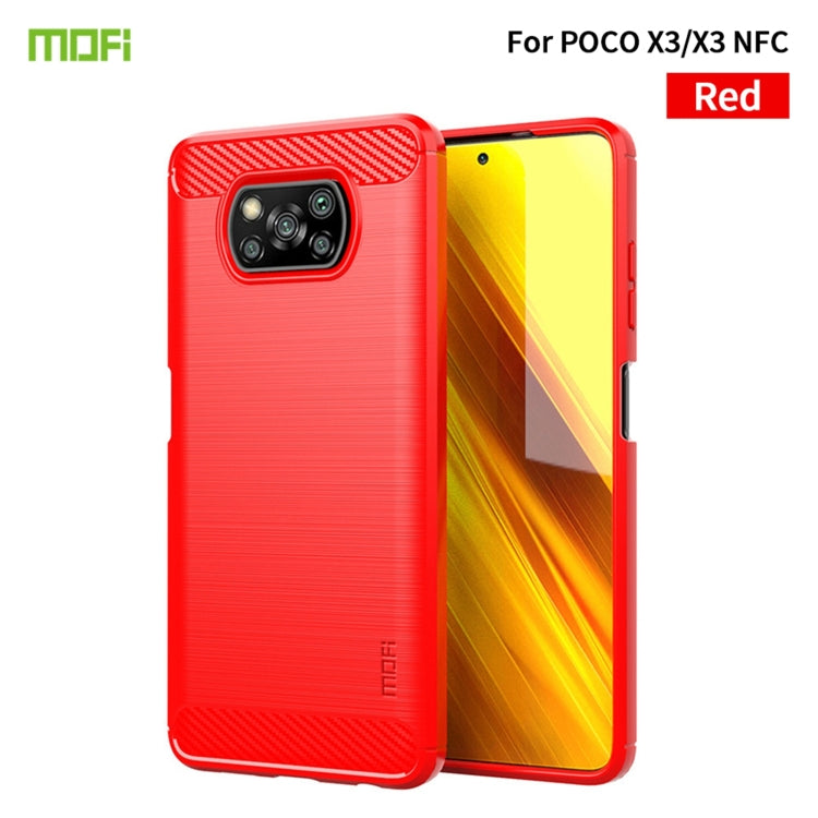 For Xiaomi POCO X3 / X3 NFC MOFI Gentleness Series Brushed Texture Carbon Fiber Soft TPU Case(Red) - Xiaomi Cases by MOFI | Online Shopping South Africa | PMC Jewellery