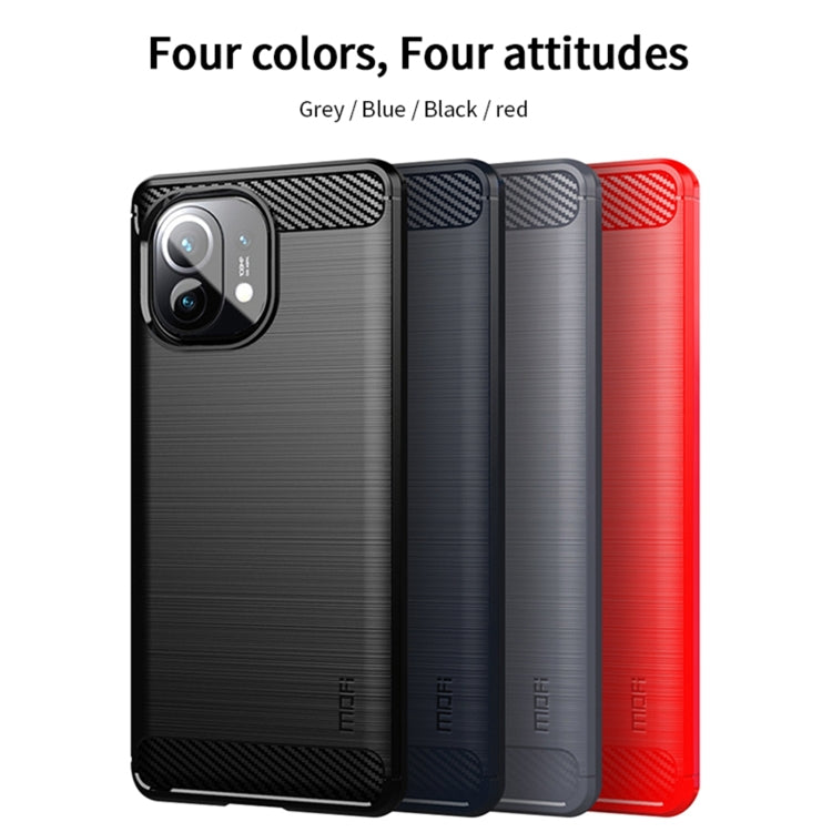 For Xiaomi Mi 11 MOFI Gentleness Series Brushed Texture Carbon Fiber Soft TPU Case(Red) - Xiaomi Cases by MOFI | Online Shopping South Africa | PMC Jewellery