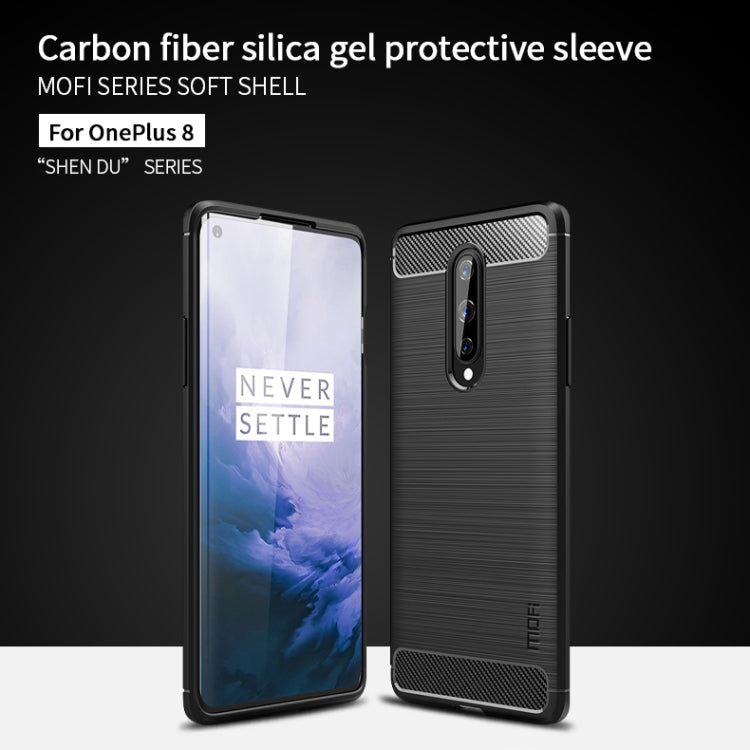 For OnePlus 8 MOFI Gentleness Series Brushed Texture Carbon Fiber Soft TPU Case(Red) - OnePlus Cases by MOFI | Online Shopping South Africa | PMC Jewellery