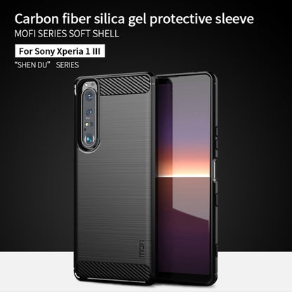 For Sony Xperia 1 lll MOFI Gentleness Series Brushed Texture Carbon Fiber Soft TPU Case(Black) - Sony Cases by MOFI | Online Shopping South Africa | PMC Jewellery