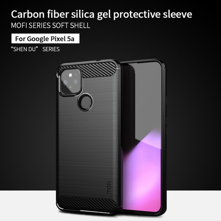 For Google Pixel 5a 5G MOFI Gentleness Series Brushed Texture Carbon Fiber Soft TPU Case(Blue) - Google Cases by MOFI | Online Shopping South Africa | PMC Jewellery