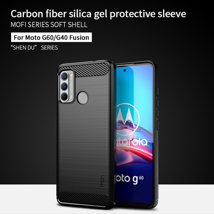 For Motorola G60 / G40 Fusion MOFI Gentleness Series Brushed Texture Carbon Fiber Soft TPU Case(Black) - Motorola Cases by MOFI | Online Shopping South Africa | PMC Jewellery