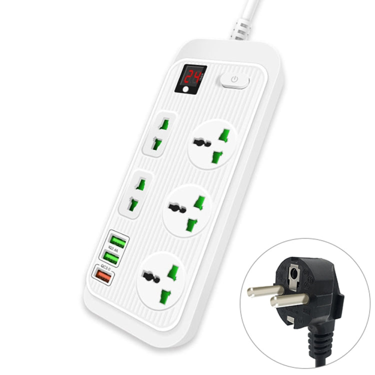 T17 3000W High-power 24-hour Smart Timing Socket QC3.0 USB Fast Charging Power Strip Socket, Cable Length: 2m, EU Plug(White) - Extension Socket by PMC Jewellery | Online Shopping South Africa | PMC Jewellery | Buy Now Pay Later Mobicred