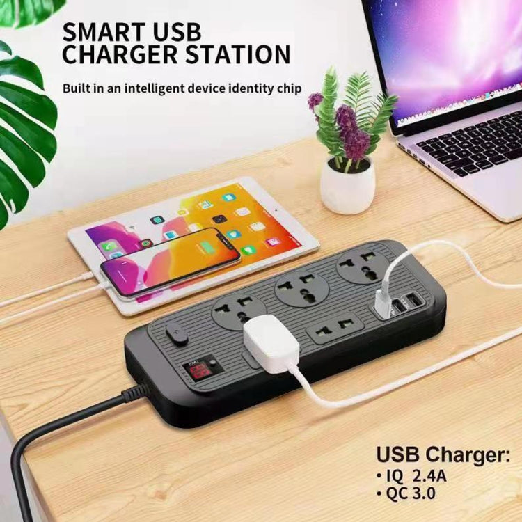 T17 3000W High-power 24-hour Smart Timing Socket QC3.0 USB Fast Charging Power Strip Socket, Cable Length: 2m, EU Plug(White) - Extension Socket by PMC Jewellery | Online Shopping South Africa | PMC Jewellery | Buy Now Pay Later Mobicred