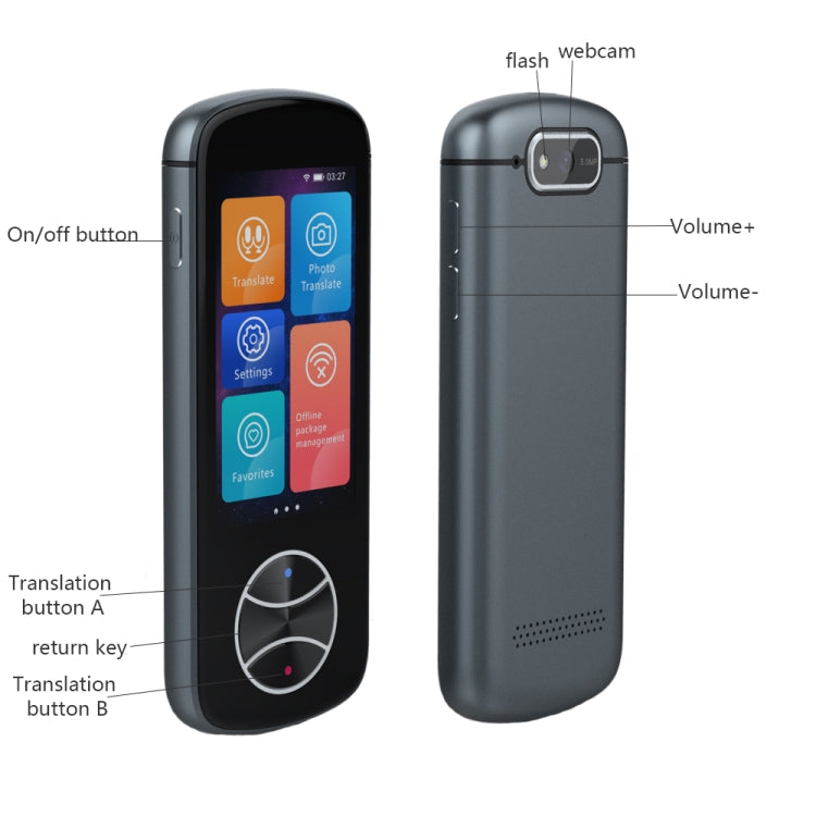 V10 3.0 inch Touch Screen Smart Translator 107 Languages with Offline Translation / Photo Translation(Gray) - free shipping - PMC Jewellery - Order now!
