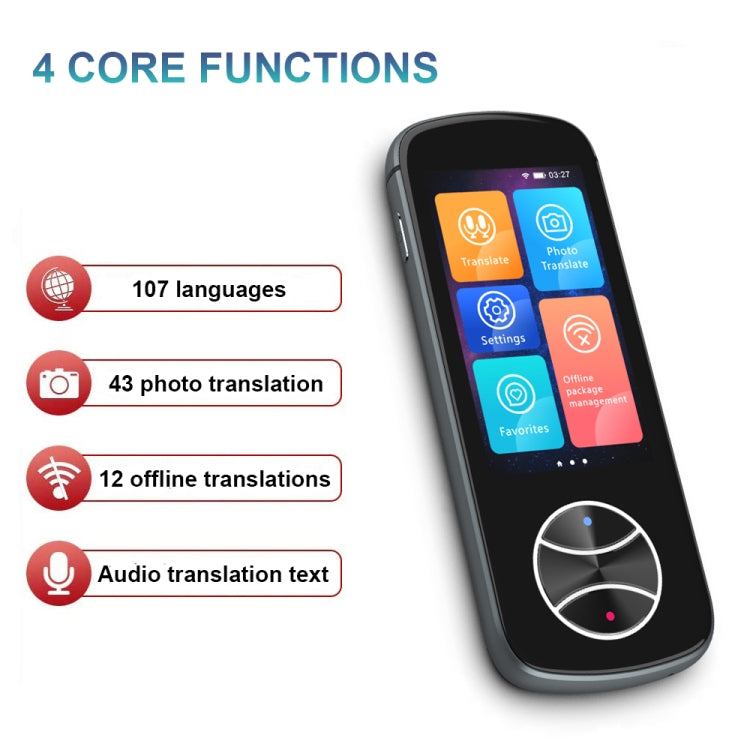 V10 3.0 inch Touch Screen Smart Translator 107 Languages with Offline Translation / Photo Translation(Gray) - free shipping - PMC Jewellery - Order now!