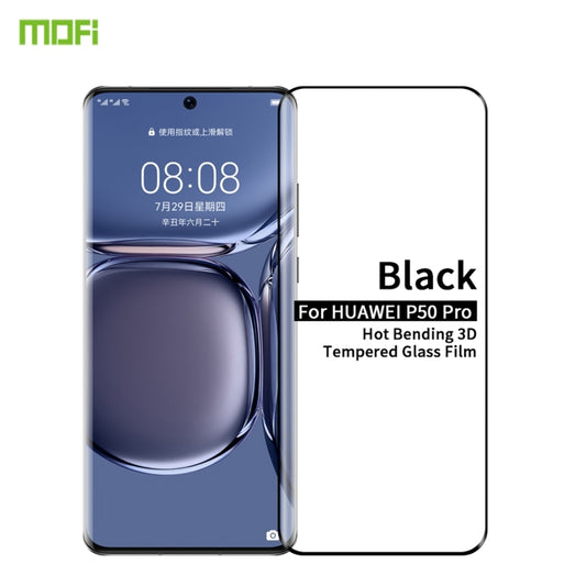 For Huawei P50 Pro MOFI 9H 3D Explosion Proof Thermal Bending Full Screen Covered Tempered Glass Film(Black) - Huawei Tempered Glass by MOFI | Online Shopping South Africa | PMC Jewellery