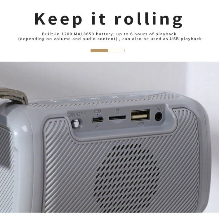 T&G TG193 Portable Bluetooth Speaker LED Light Waterproof Outdoor Subwoofer Support TF Card / FM Radio / AUX(Gray) - Desktop Speaker by T&G | Online Shopping South Africa | PMC Jewellery | Buy Now Pay Later Mobicred