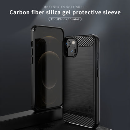 For iPhone 13 mini MOFI Gentleness Series Brushed Texture Carbon Fiber Soft TPU Case  (Black) - iPhone 13 mini Cases by MOFI | Online Shopping South Africa | PMC Jewellery