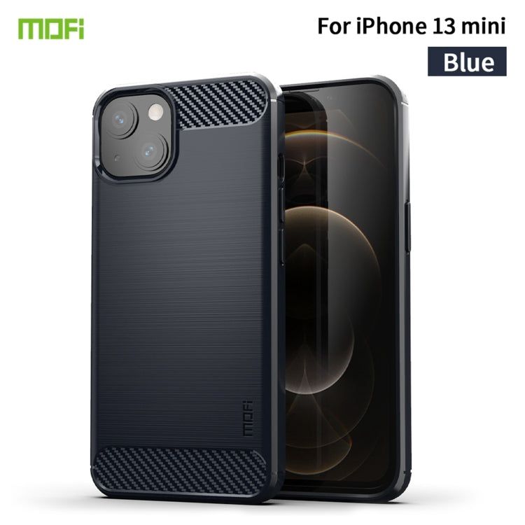 For iPhone 13 mini MOFI Gentleness Series Brushed Texture Carbon Fiber Soft TPU Case  (Blue) - iPhone 13 mini Cases by MOFI | Online Shopping South Africa | PMC TechLife | Buy Now Pay Later Mobicred