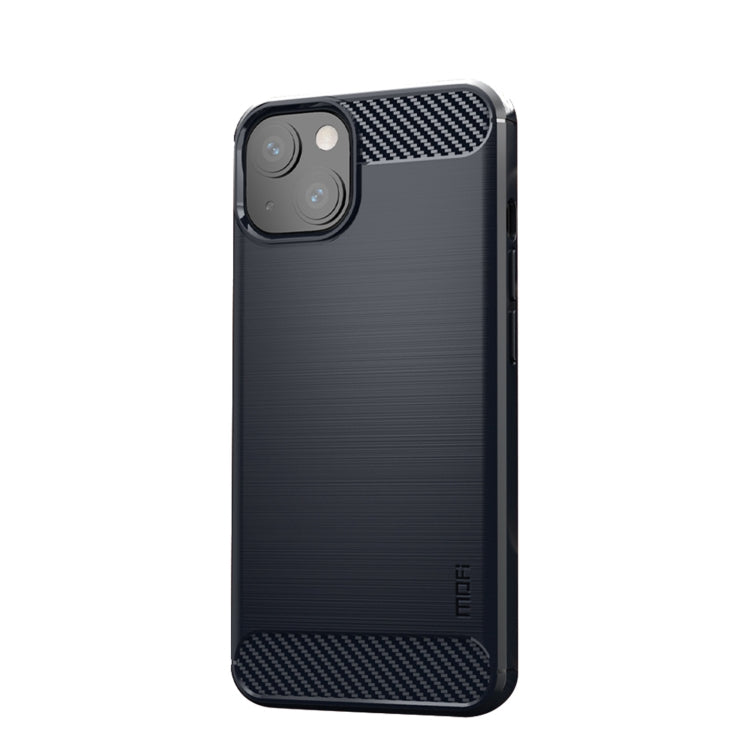 For iPhone 13 MOFI Gentleness Series Brushed Texture Carbon Fiber Soft TPU Case (Blue) - iPhone 13 Cases by MOFI | Online Shopping South Africa | PMC Jewellery