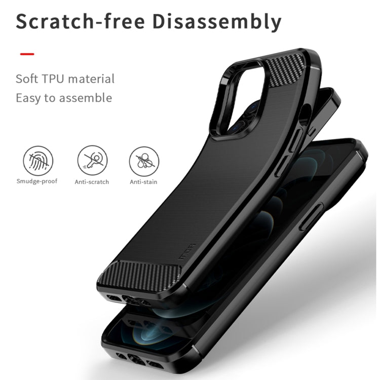 For iPhone 13 Pro MOFI Gentleness Series Brushed Texture Carbon Fiber Soft TPU Case  (Gray) - iPhone 13 Pro Cases by MOFI | Online Shopping South Africa | PMC TechLife | Buy Now Pay Later Mobicred