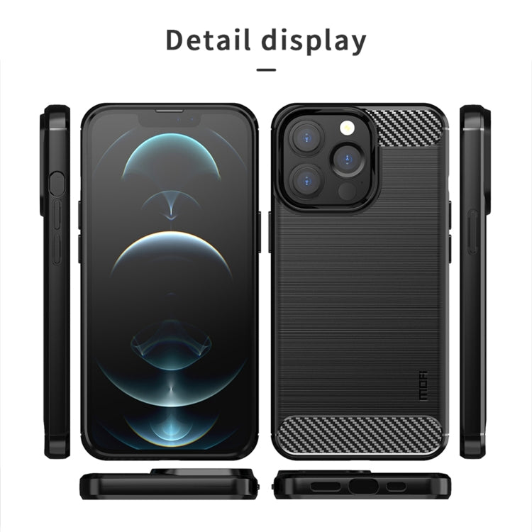For iPhone 13 Pro MOFI Gentleness Series Brushed Texture Carbon Fiber Soft TPU Case  (Gray) - iPhone 13 Pro Cases by MOFI | Online Shopping South Africa | PMC TechLife | Buy Now Pay Later Mobicred