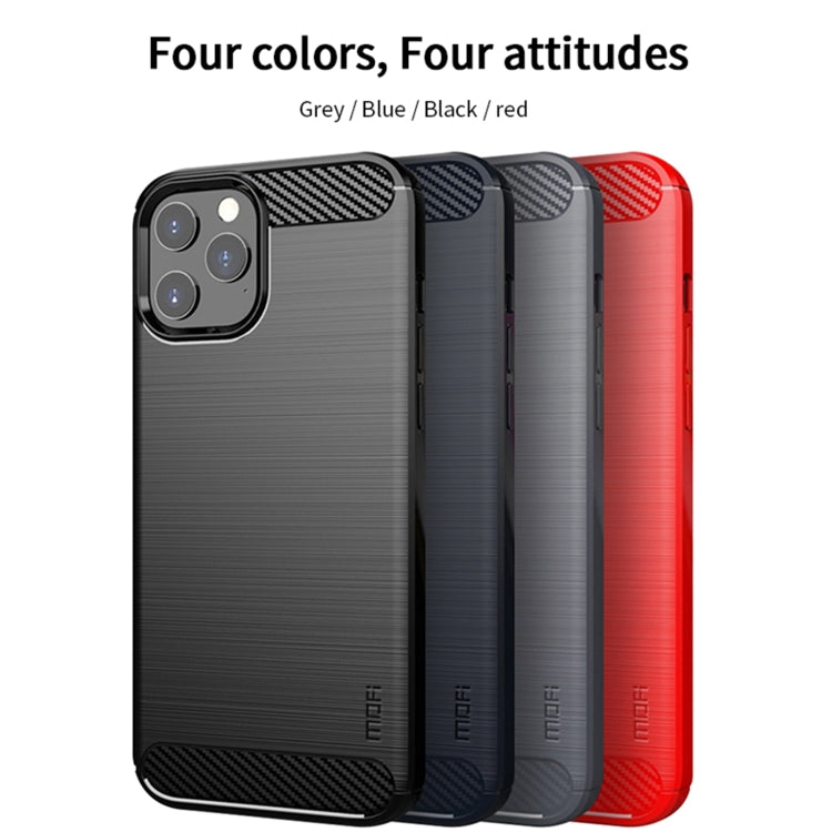 For iPhone 12 Pro Max MOF Gentleness Series Brushed Texture Carbon Fiber Soft TPU Case(Red) - iPhone 12 Pro Max Cases by MOFI | Online Shopping South Africa | PMC Jewellery