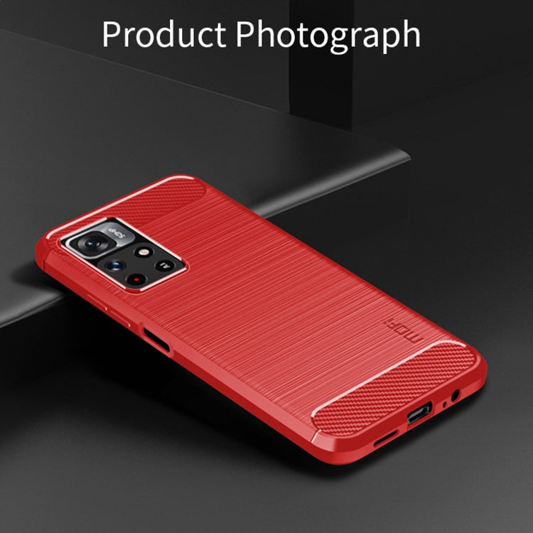 For Xiaomi Redmi Note11 / Poco M4 Pro 5G MOFI Gentleness Series Brushed Texture Carbon Fiber Soft TPU Phone Case(Red) - Xiaomi Cases by MOFI | Online Shopping South Africa | PMC Jewellery