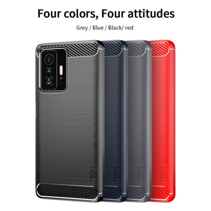 For Xiaomi Mi 11T / 11T Pro MOFI Gentleness Series Brushed Texture Carbon Fiber Soft TPU Phone Case(Red) - Xiaomi Cases by MOFI | Online Shopping South Africa | PMC Jewellery