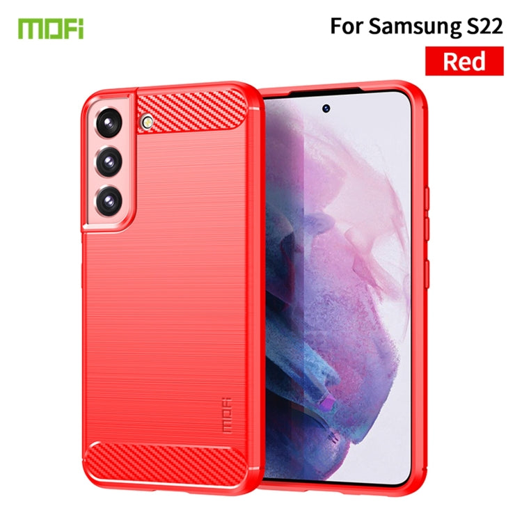 For Samsung Galaxy S22 5G MOFI Gentleness Series Brushed Texture Carbon Fiber Soft TPU Case(Red) - Galaxy S22 5G Cases by MOFI | Online Shopping South Africa | PMC Jewellery