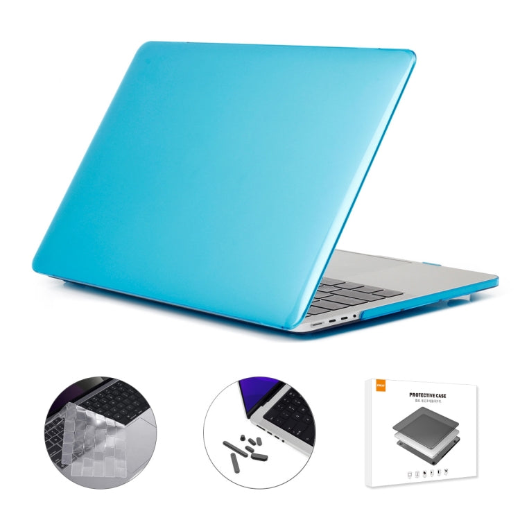 ENKAY Hat-Prince 3 in 1 Crystal Laptop Protective Case + TPU Keyboard Film + Anti-dust Plugs Set for MacBook Pro 16.2 inch A2485 2021/A2880 2023, Version:EU Version(Light Blue) - MacBook Pro Cases by ENKAY | Online Shopping South Africa | PMC Jewellery | Buy Now Pay Later Mobicred