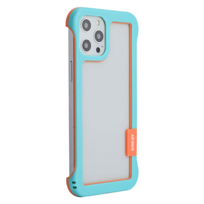 For iPhone 12 / 12 Pro ENKAY Frameless Hollow PC Case + Glass Film(Blue) - iPhone 12 / 12 Pro Cases by ENKAY | Online Shopping South Africa | PMC Jewellery | Buy Now Pay Later Mobicred