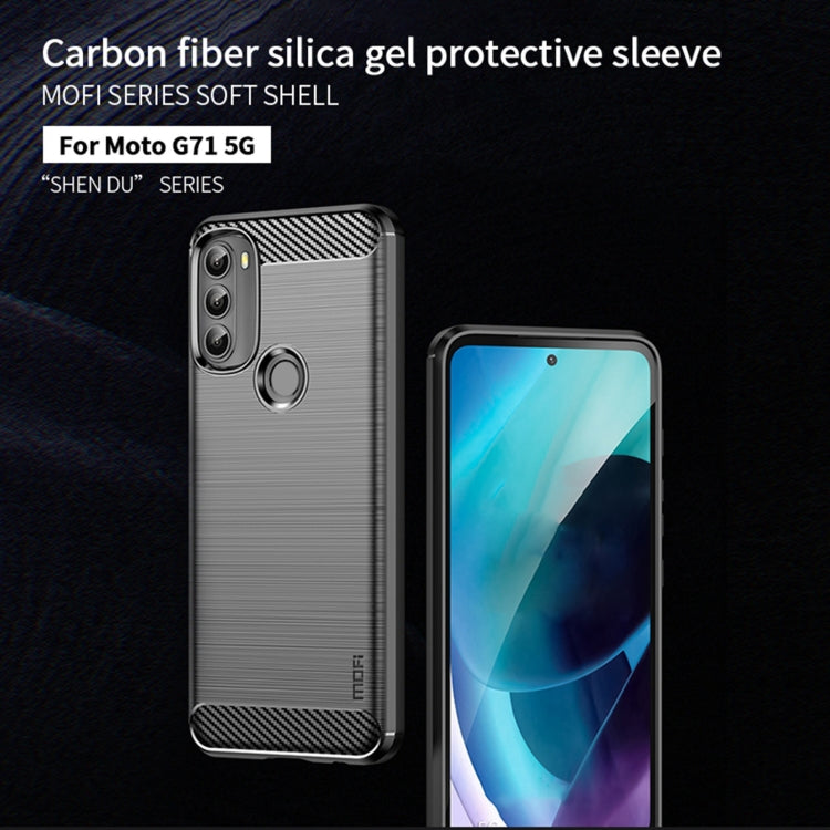 For Motorola Moto G71 5G MOFI Gentleness Brushed Carbon Fiber Soft TPU Case(Gray) - Motorola Cases by MOFI | Online Shopping South Africa | PMC Jewellery | Buy Now Pay Later Mobicred