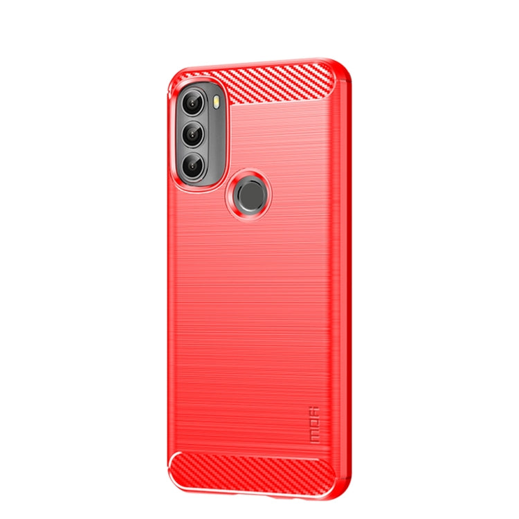 For Motorola Moto G71 5G MOFI Gentleness Brushed Carbon Fiber Soft TPU Case(Red) - Motorola Cases by MOFI | Online Shopping South Africa | PMC Jewellery | Buy Now Pay Later Mobicred