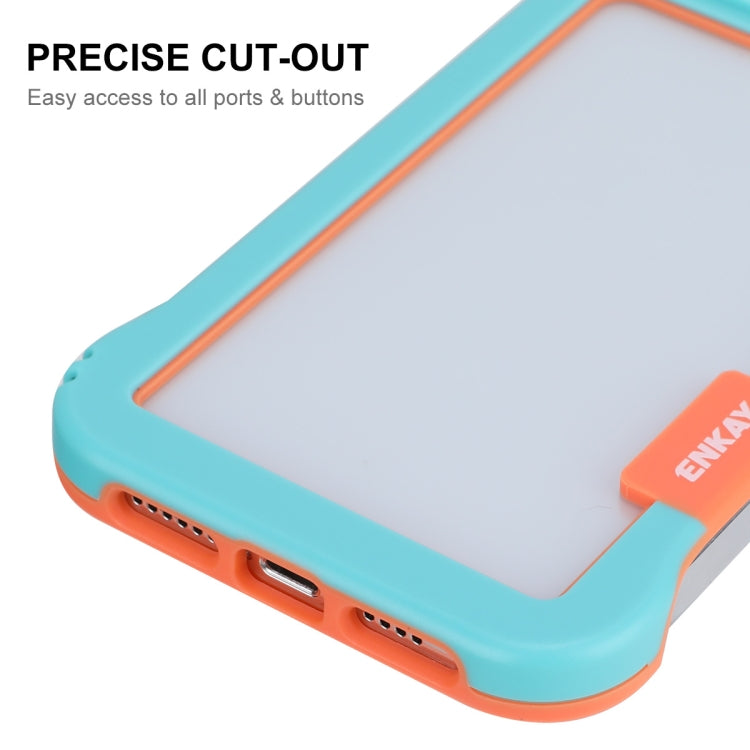 For iPhone 13 Pro Max ENKAY Frameless Hollow PC Case + Glass Film (Blue) - iPhone 13 Pro Max Cases by ENKAY | Online Shopping South Africa | PMC Jewellery | Buy Now Pay Later Mobicred