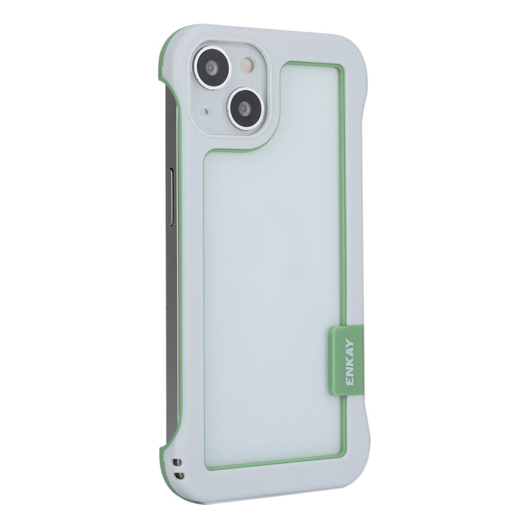 For iPhone 13 ENKAY Frameless Hollow PC Case + Glass Film(White) - iPhone 13 Cases by ENKAY | Online Shopping South Africa | PMC Jewellery | Buy Now Pay Later Mobicred