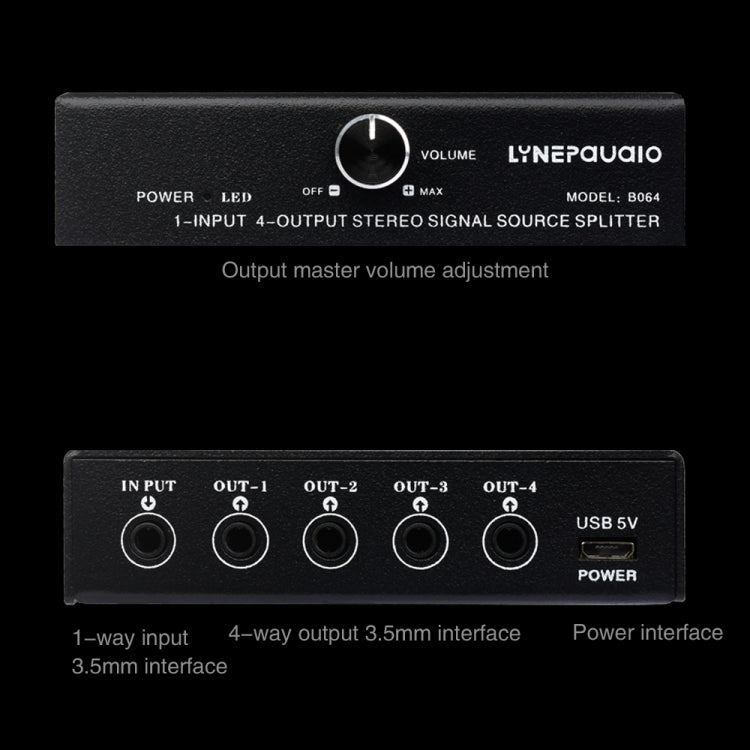 1 In 4 Out Audio Frequency Signal Splitter Distribute Device, Non Consumption, 3.5mm Interface Output -  by PMC TechLife | Online Shopping South Africa | PMC TechLife | Buy Now Pay Later Mobicred