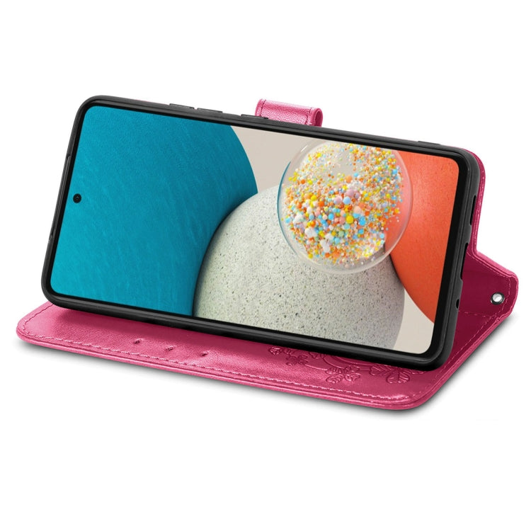 For Samsung Galaxy A73 5G Four-leaf Clasp Embossed Leather Phone Case(Rose Red) - Galaxy Phone Cases by PMC TechLife | Online Shopping South Africa | PMC TechLife