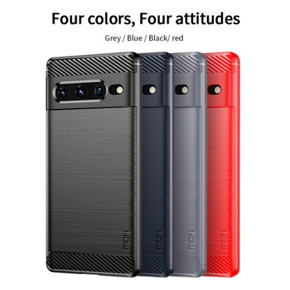 For Google pixel 7 Pro 5G MOFI Gentleness Series Brushed Texture Carbon Fiber TPU Phone Case(Red) - Google Cases by MOFI | Online Shopping South Africa | PMC Jewellery