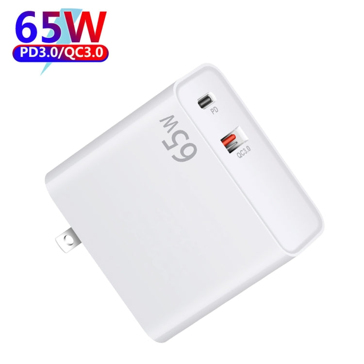 PD-65W USB-C / Type-C + QC3. 0 USB Laptop Charging Adapter, AU Plug / US Plug / EU Plug / UK Plug(White) - Cable & Adapter by PMC Jewellery | Online Shopping South Africa | PMC Jewellery | Buy Now Pay Later Mobicred