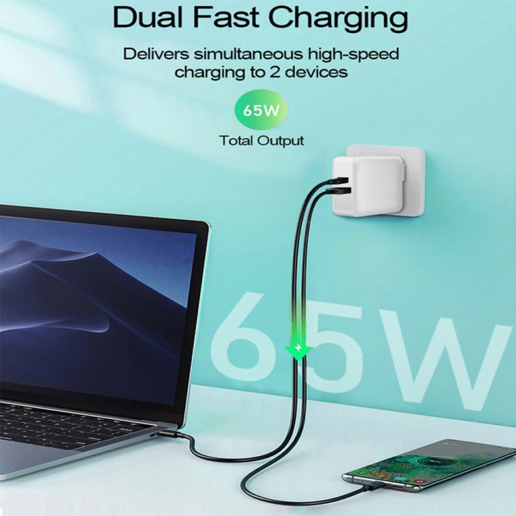 PD-65W USB-C / Type-C + QC3. 0 USB Laptop Charging Adapter, AU Plug / US Plug(White) - Cable & Adapter by PMC Jewellery | Online Shopping South Africa | PMC Jewellery | Buy Now Pay Later Mobicred