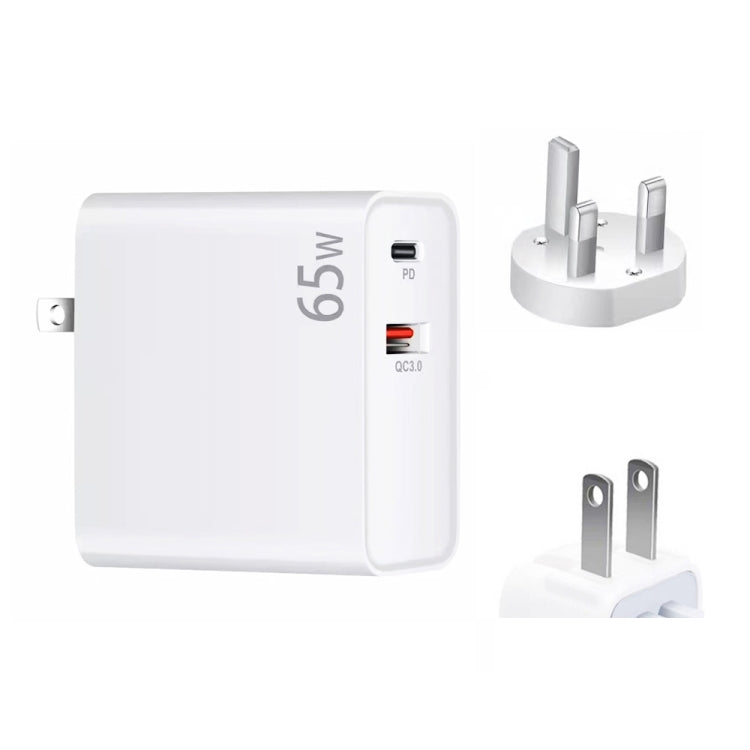 PD-65W USB-C / Type-C + QC3. 0 USB Laptop Charging Adapter, UK Plug / US Plug(White) - free shipping - PMC Jewellery - Order now!