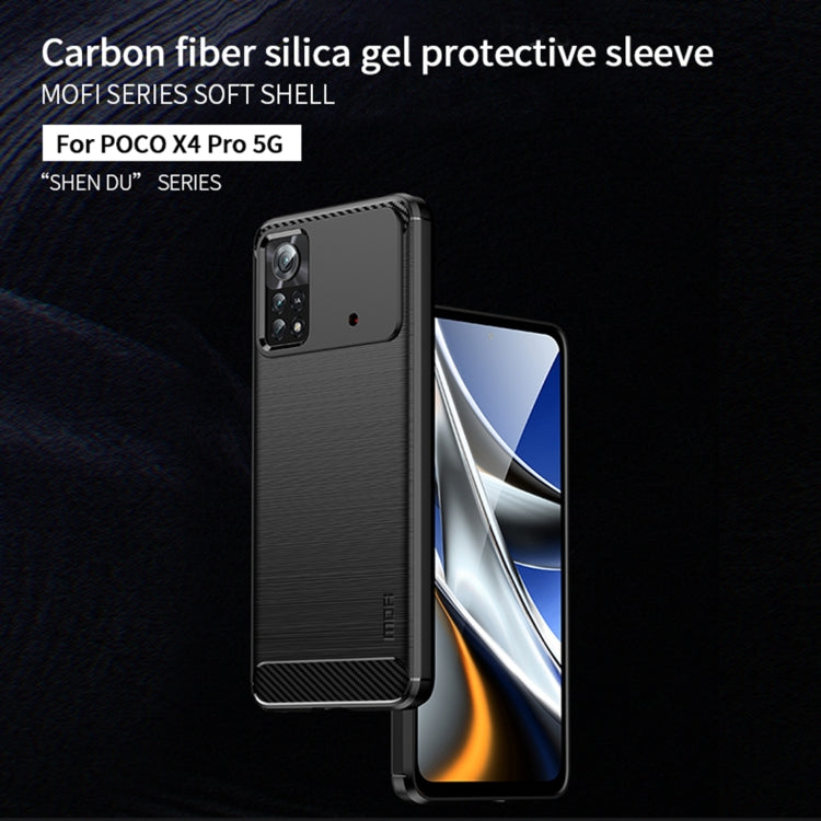 For Xiaomi Poco X4 Pro 5G MOFI Gentleness Brushed Carbon Fiber Soft TPU Case(Black) - Xiaomi Cases by MOFI | Online Shopping South Africa | PMC Jewellery | Buy Now Pay Later Mobicred