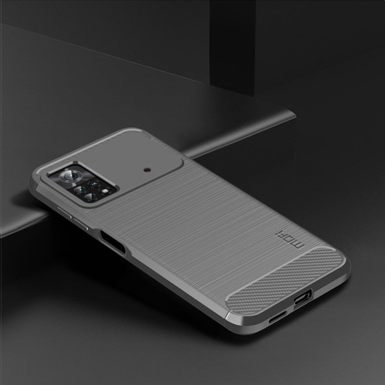 For Xiaomi Poco X4 Pro 5G MOFI Gentleness Brushed Carbon Fiber Soft TPU Case(Gray) - Xiaomi Cases by MOFI | Online Shopping South Africa | PMC Jewellery