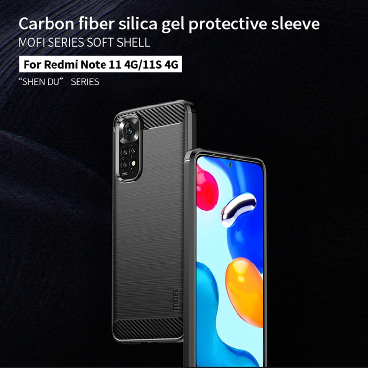 For Xiaomi Redmi Note 11 4G Global / Note 11S 4G MOFI Gentleness Brushed Carbon Fiber TPU Case(Black) - Xiaomi Cases by MOFI | Online Shopping South Africa | PMC TechLife | Buy Now Pay Later Mobicred