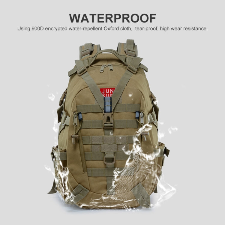 JUNSUNMAY J012 25L Waterproof Outdoor Sports Molle Rucksack Backpack with Reflective Stripe(Khaki) - Backpacks by JUNSUNMAY | Online Shopping South Africa | PMC Jewellery