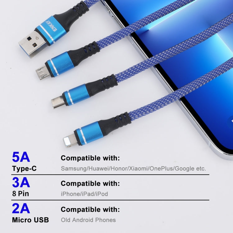 ENKAY ENK-CB121 1.5m 3 in 1 USB 3.0 to Type-C / 8 Pin / Micro USB 5A Fast Charging Cable(Green) - Multifunction Cable by ENKAY | Online Shopping South Africa | PMC Jewellery | Buy Now Pay Later Mobicred